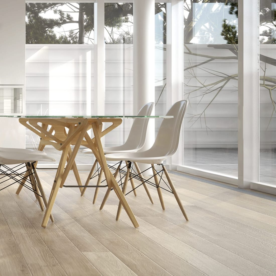 A bright renovated dining and kitchen area with new finishes
